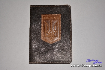 Кожаная обложка на паспорт с трезубцем